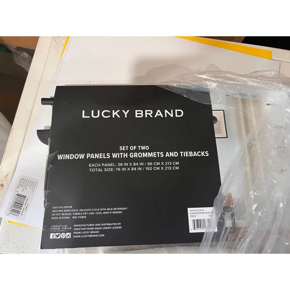 LUCKY BRAND SET OF TWO GROMMETS AND TIEBACKS CREAM NWT Beige